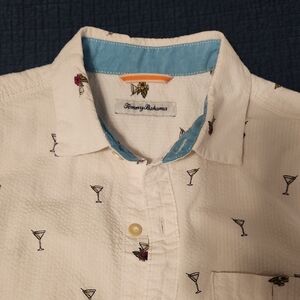 Tommy Bahama White Printed Men's Shirt